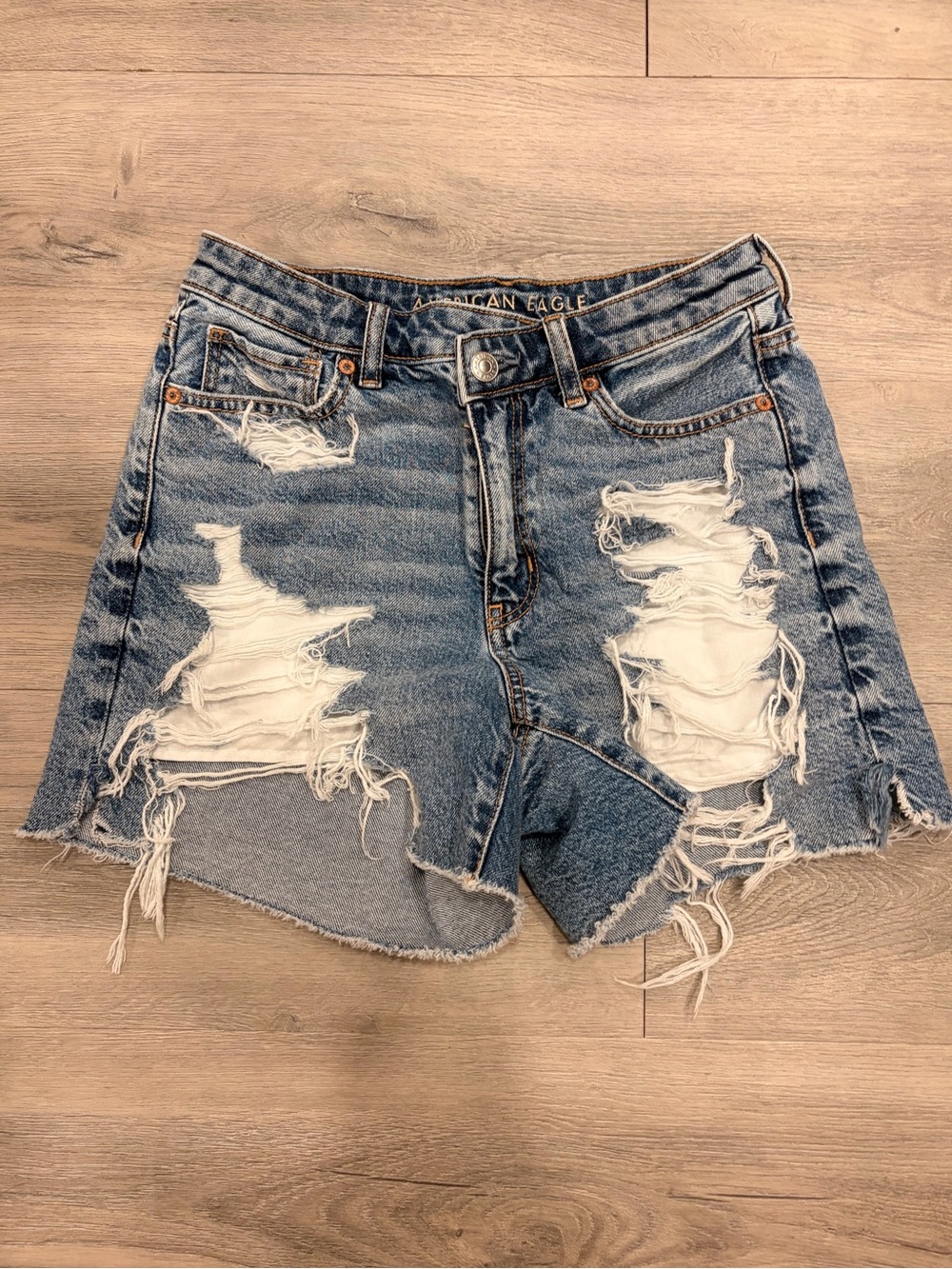 American Eagle Outfitters Distressed Light Blue Denim Cutoff Shorts